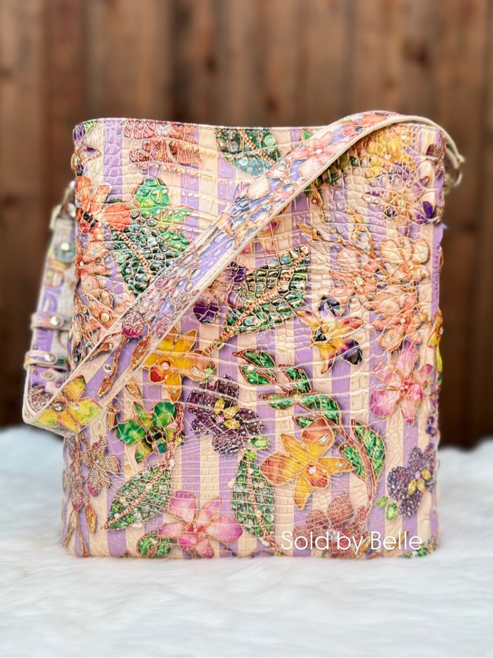 NWT Brahmin Celina Pinstripe Petals Melbourne - Picture 2 of 4
